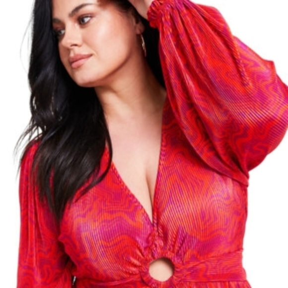 NINA Parker Plisse Pleated Maxi Dress Size 1X - Picture 3 of 13